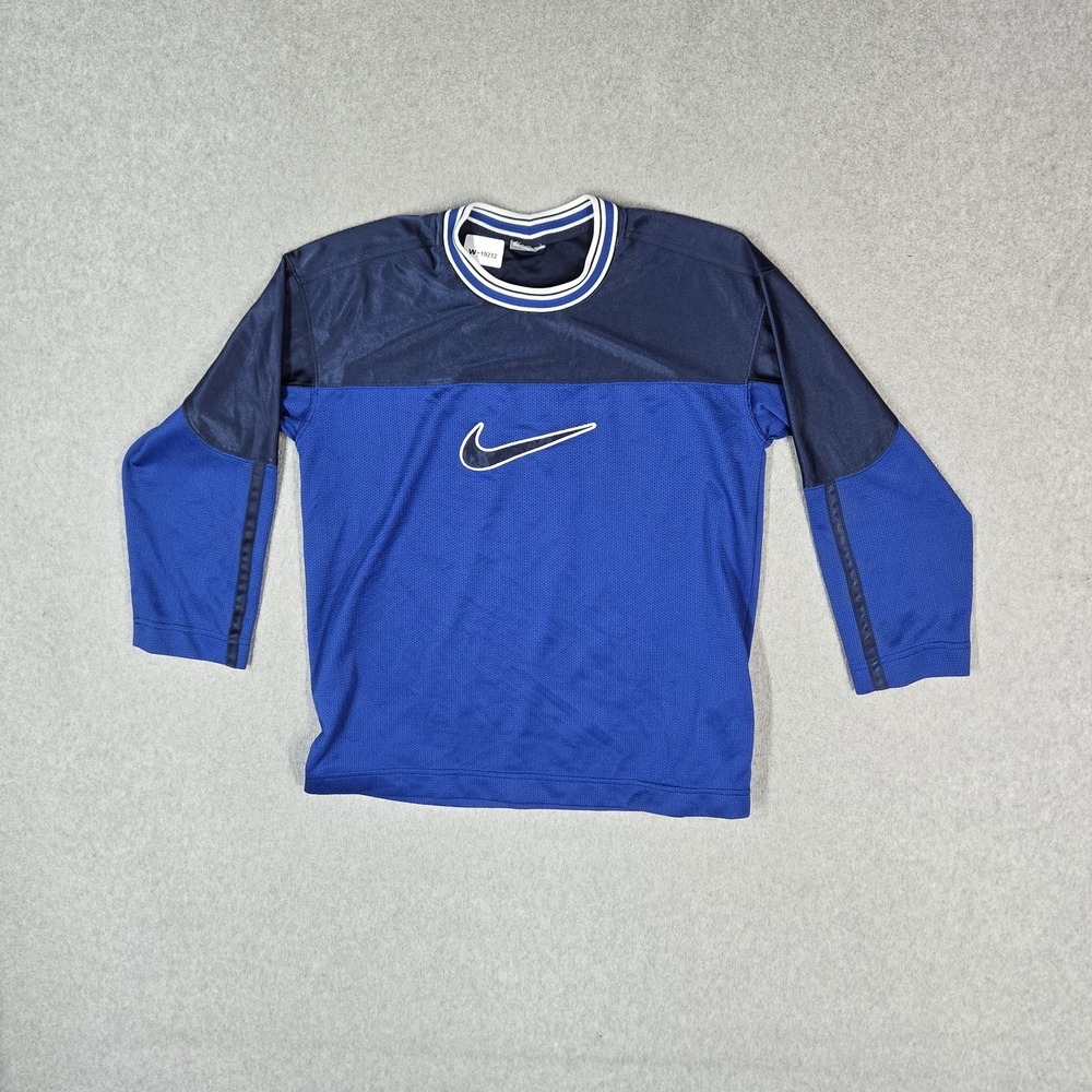 Nike Boy Shirt Blue Swoosh Logo Activewear Short Sleeve Lightweight